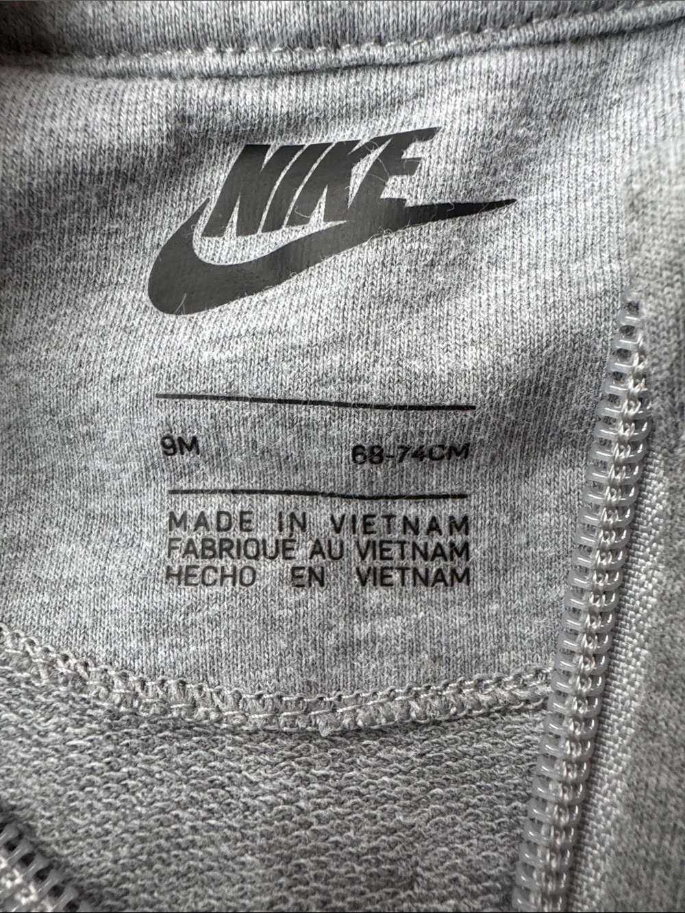 Nike Gray Hooded Zip-Up Baby One-Piece Romper 9M